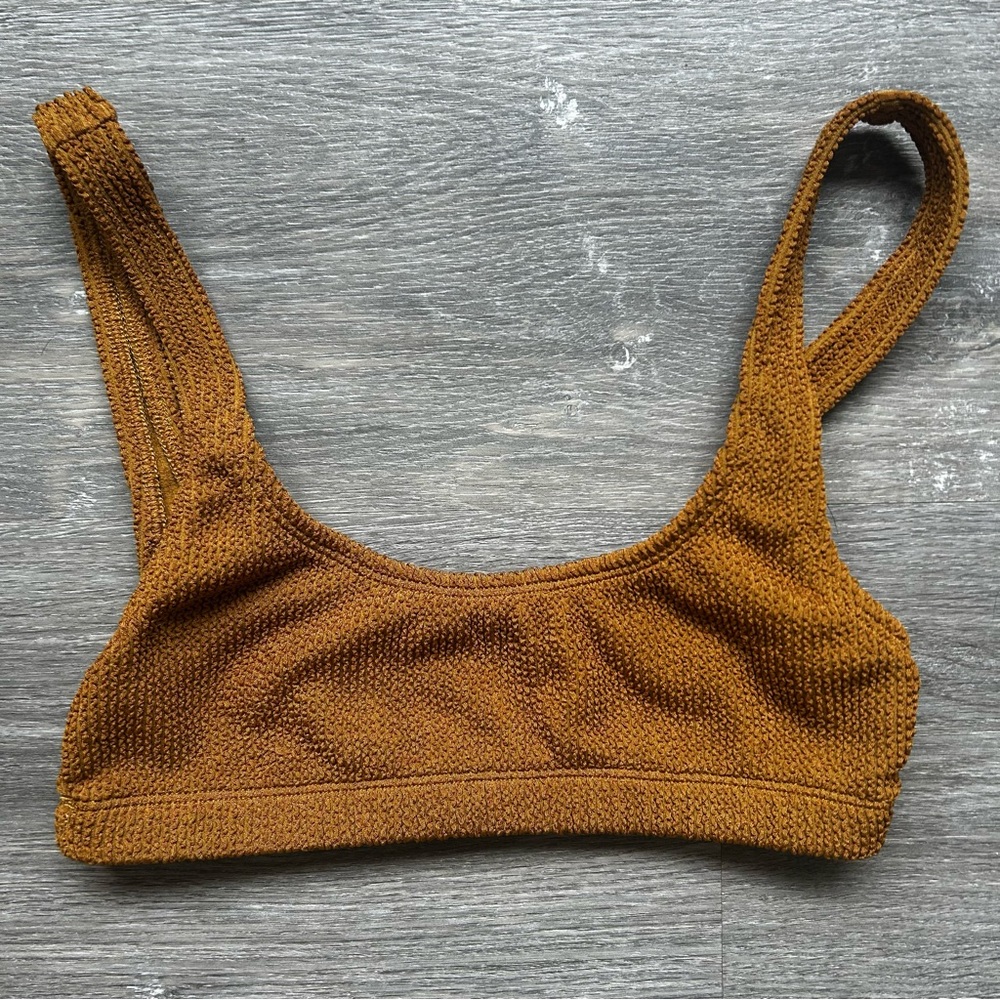 Good American Always Fits Scoop Bralette in Mustard Brown Size 1/2 Sm-Med